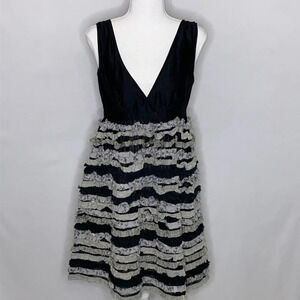 Chan Luu Raw Edge Ruffle Striped Baby Doll Dress